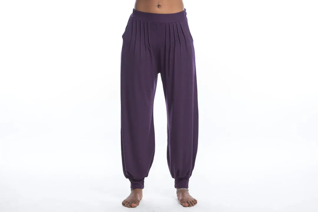 Spandex Cotton Harem Pant - Solid Purple, Thailand