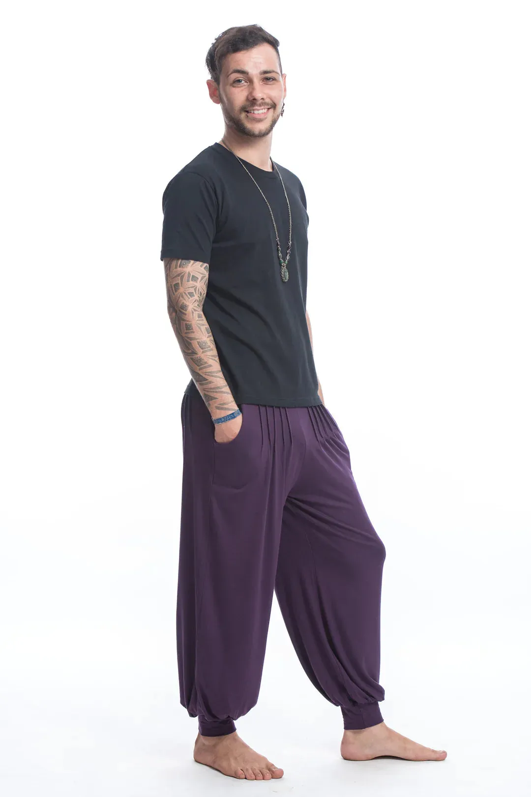 Spandex Cotton Harem Pant - Solid Purple, Thailand