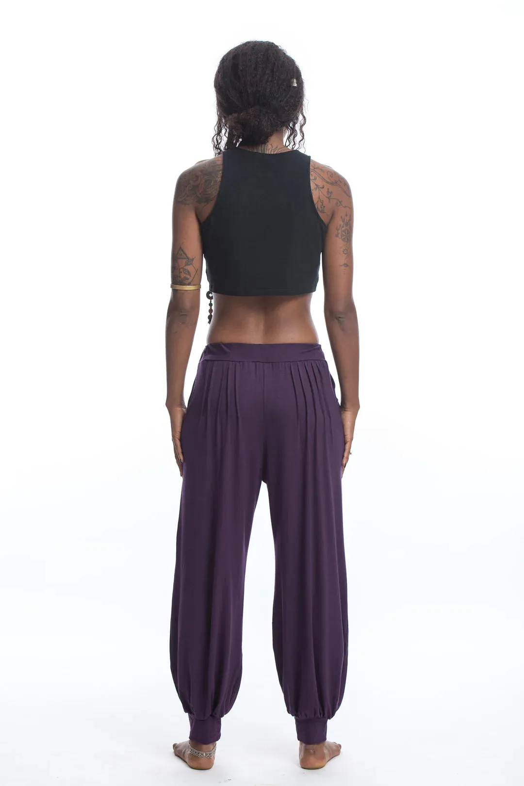 Spandex Cotton Harem Pant - Solid Purple, Thailand