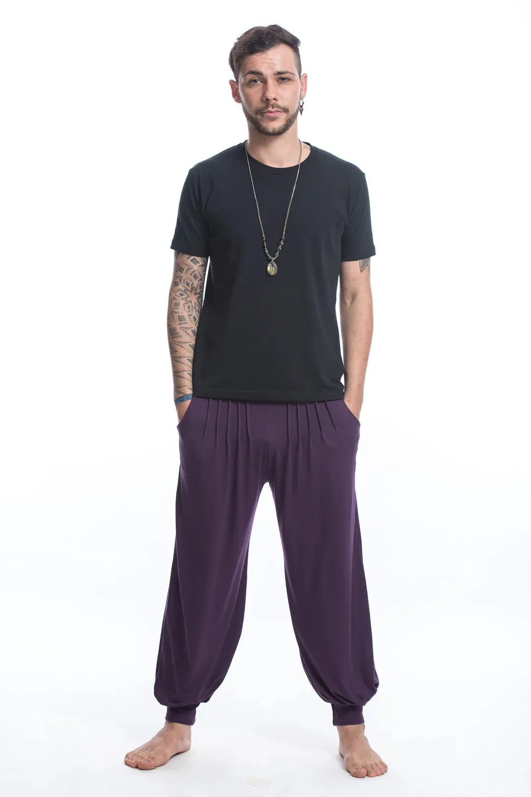 Spandex Cotton Harem Pant - Solid Purple, Thailand