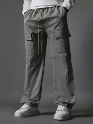 Straight Fit Cargo Nylon Pant With Side Poppers