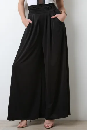 Stretchy High Waisted Wide Flare Pants