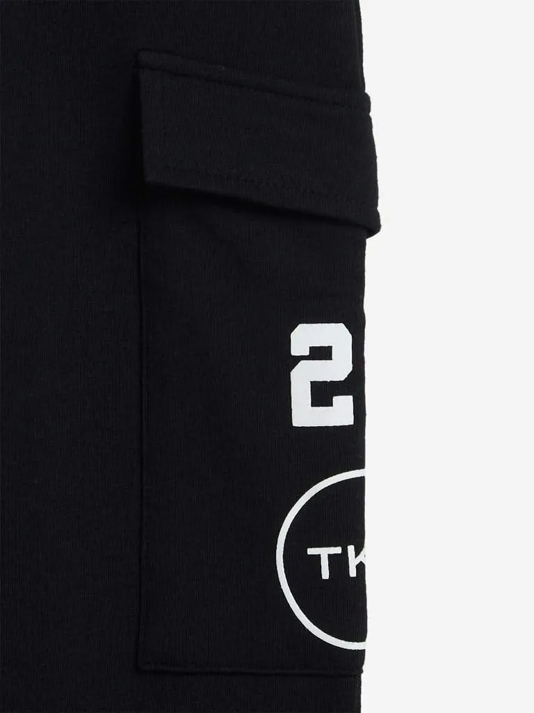 Studiofit Black Printed Joggers