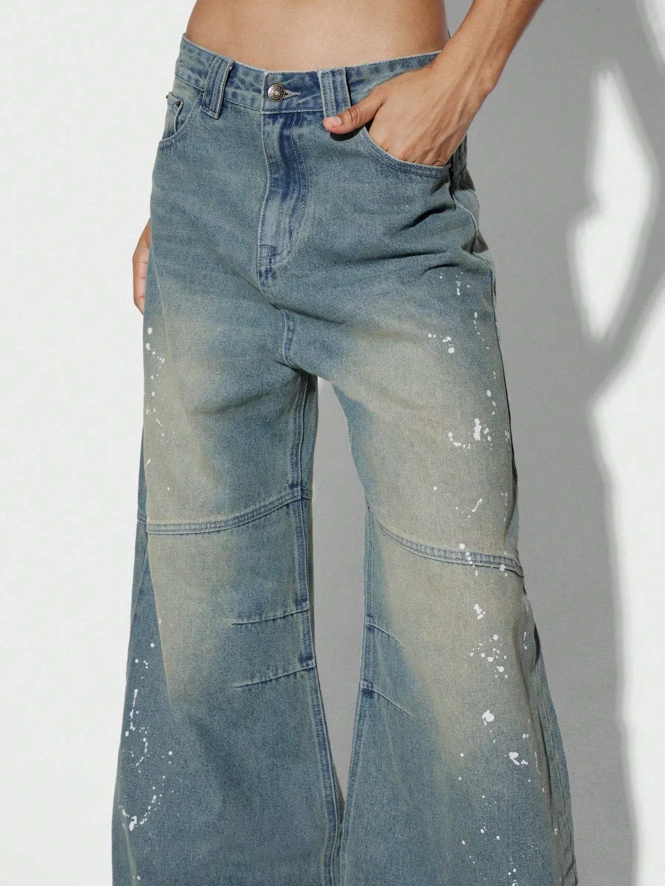 SUMWON WOMEN Denim Baggy Jean With Splatter Paint