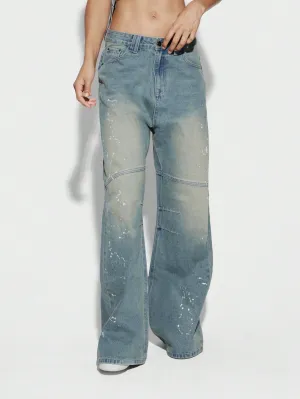 SUMWON WOMEN Denim Baggy Jean With Splatter Paint