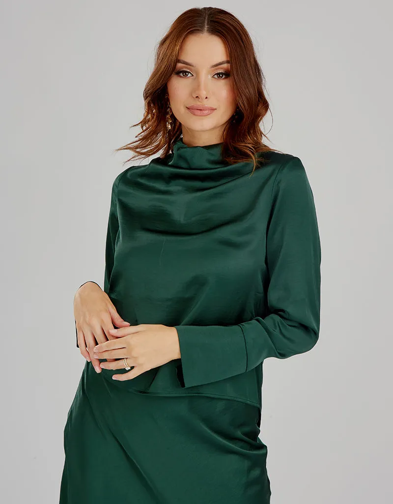 The Crescent Modish Satin Top - Dark Shades