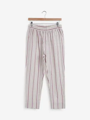 Utsa Lilac Striped Cropped Ethnic Pants