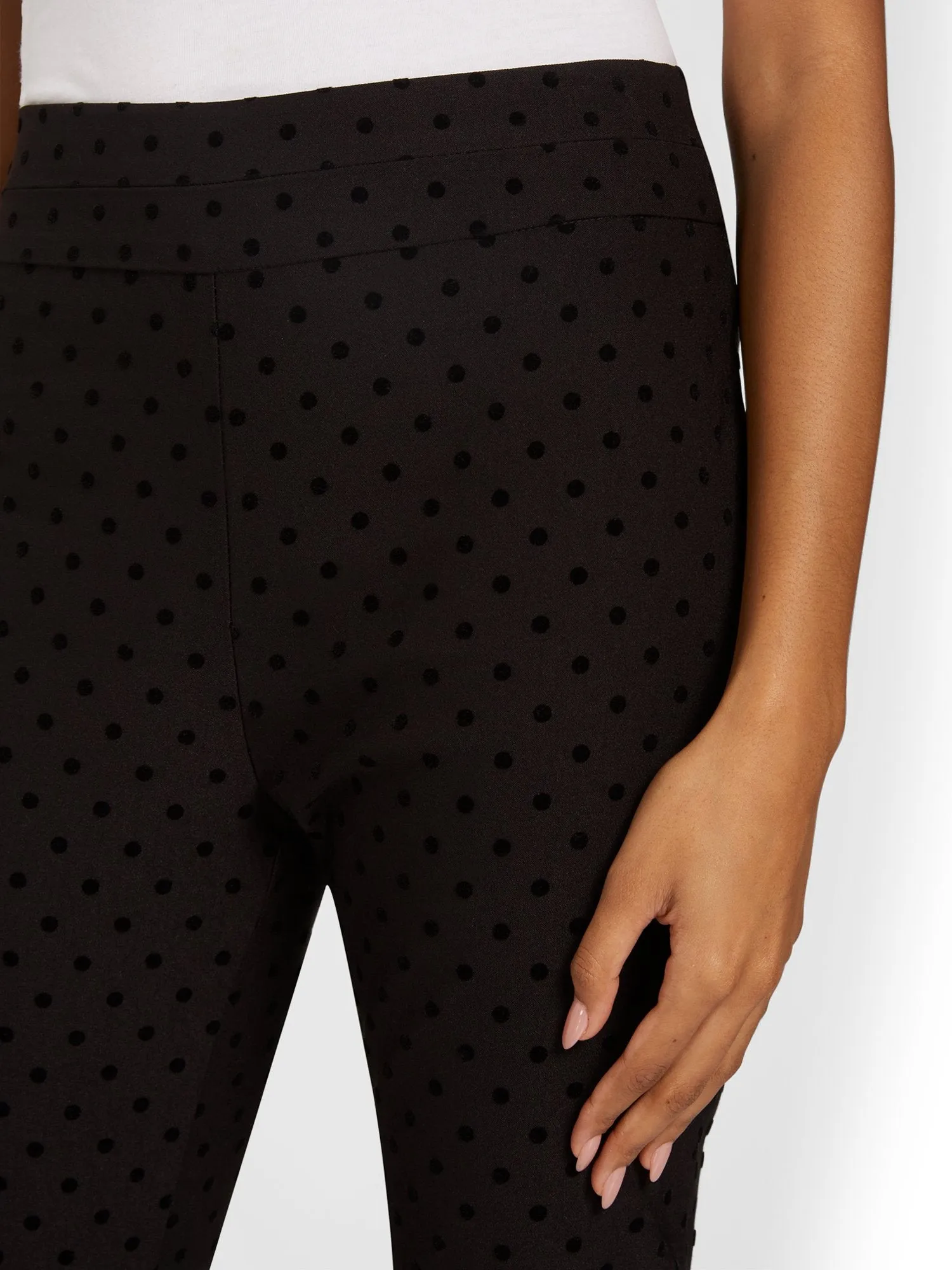 Whitney High-Waisted Pull-On Slim-Leg Pant - Dot-Print