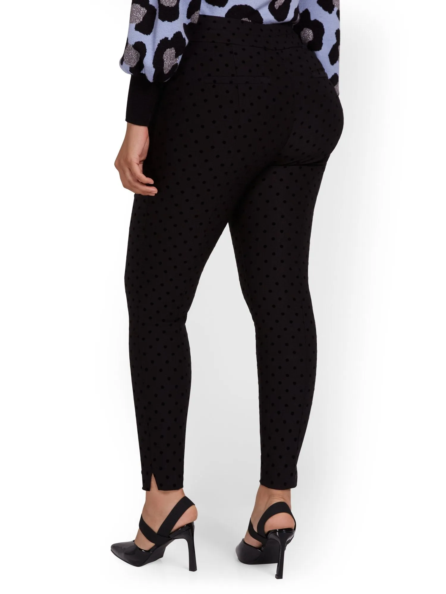 Whitney High-Waisted Pull-On Slim-Leg Pant - Dot-Print