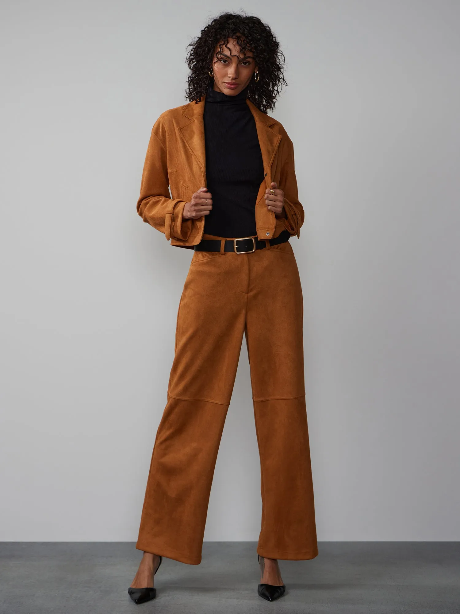 Wide Leg Faux Suede Pant