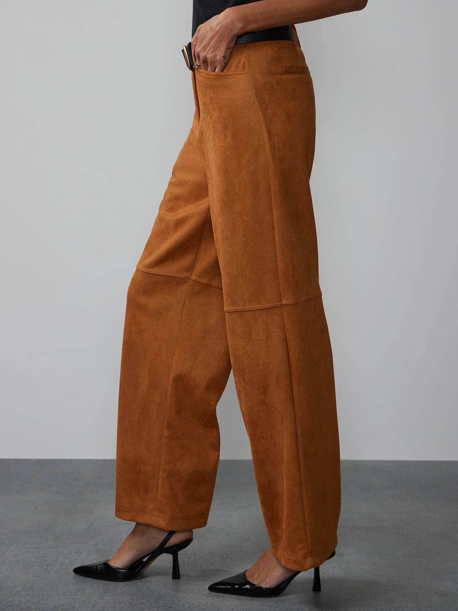 Wide Leg Faux Suede Pant