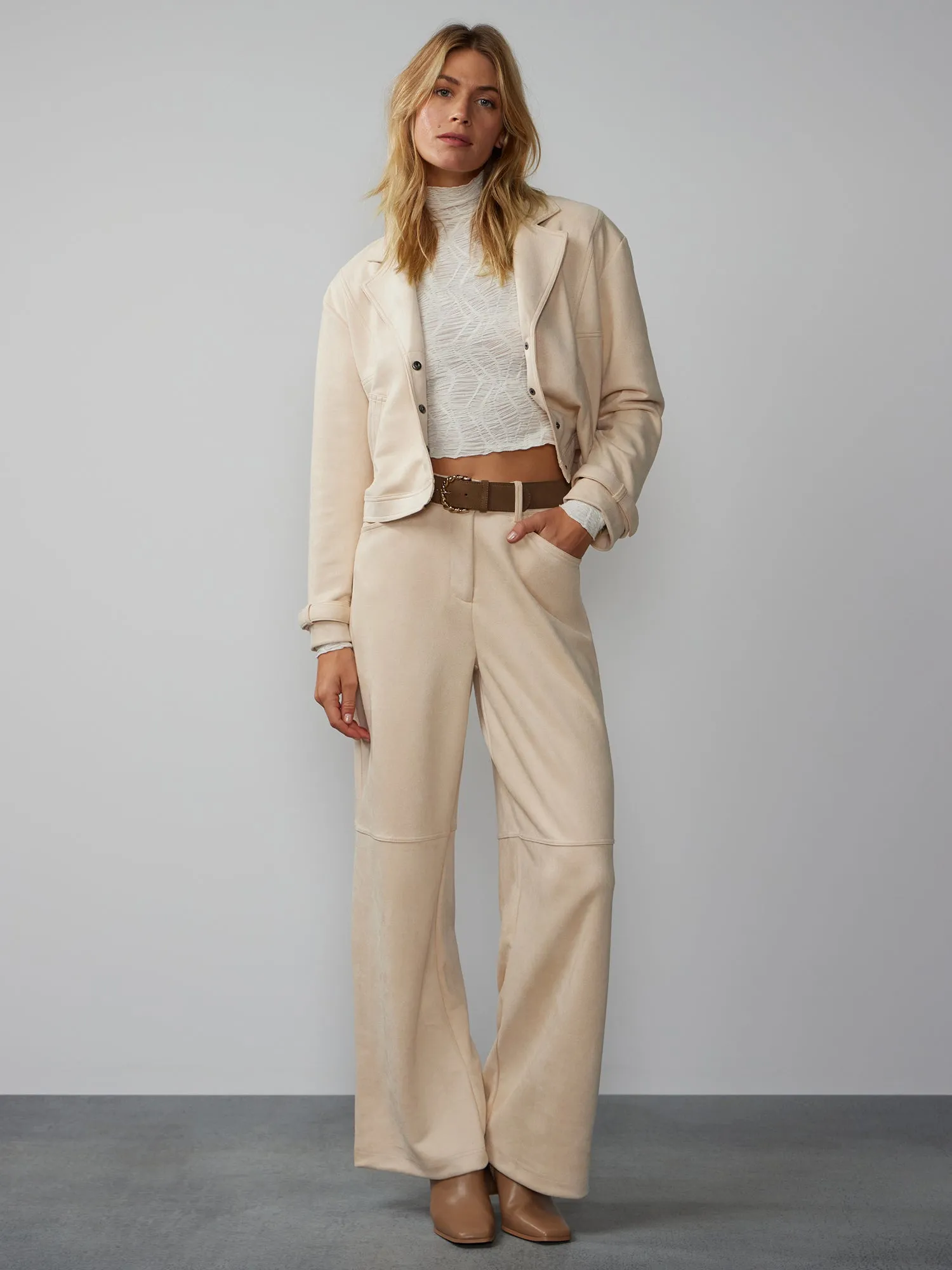 Wide Leg Faux Suede Pant