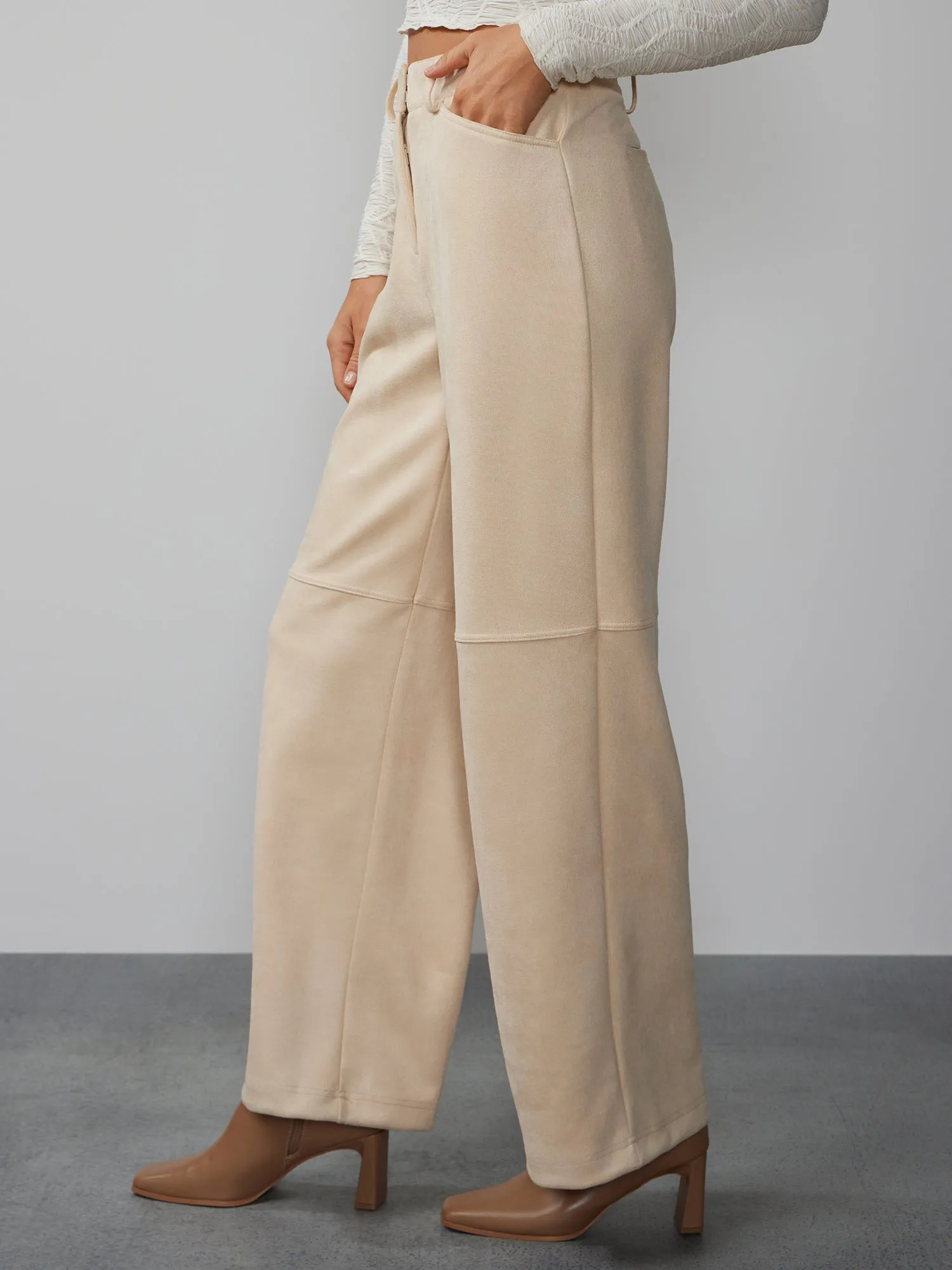 Wide Leg Faux Suede Pant