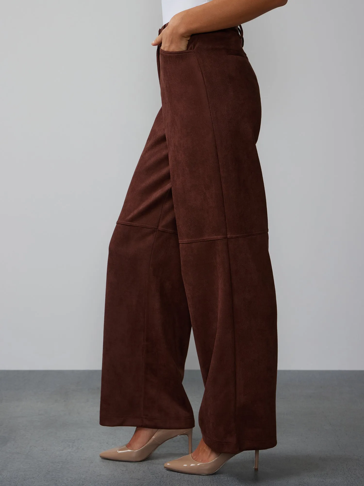 Wide Leg Faux Suede Pant