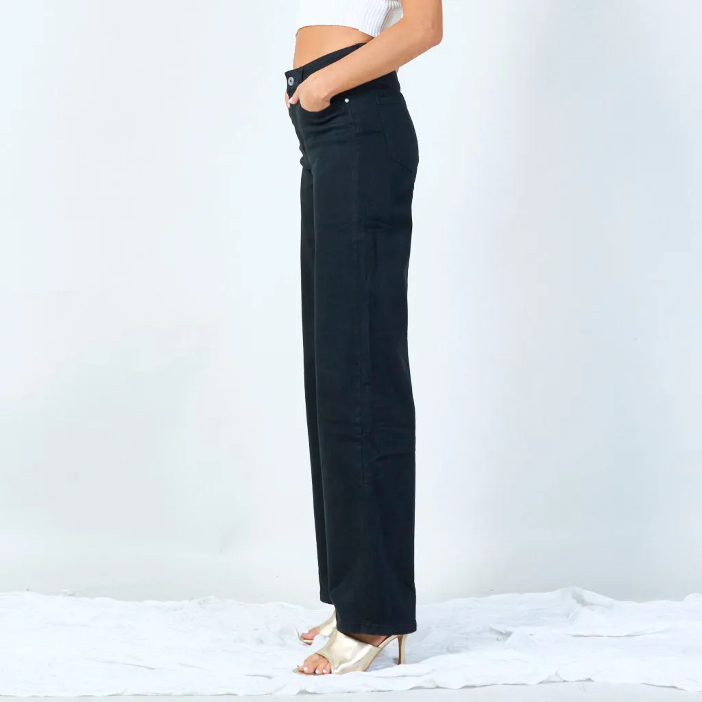 Wide-leg white denim pants wholesale