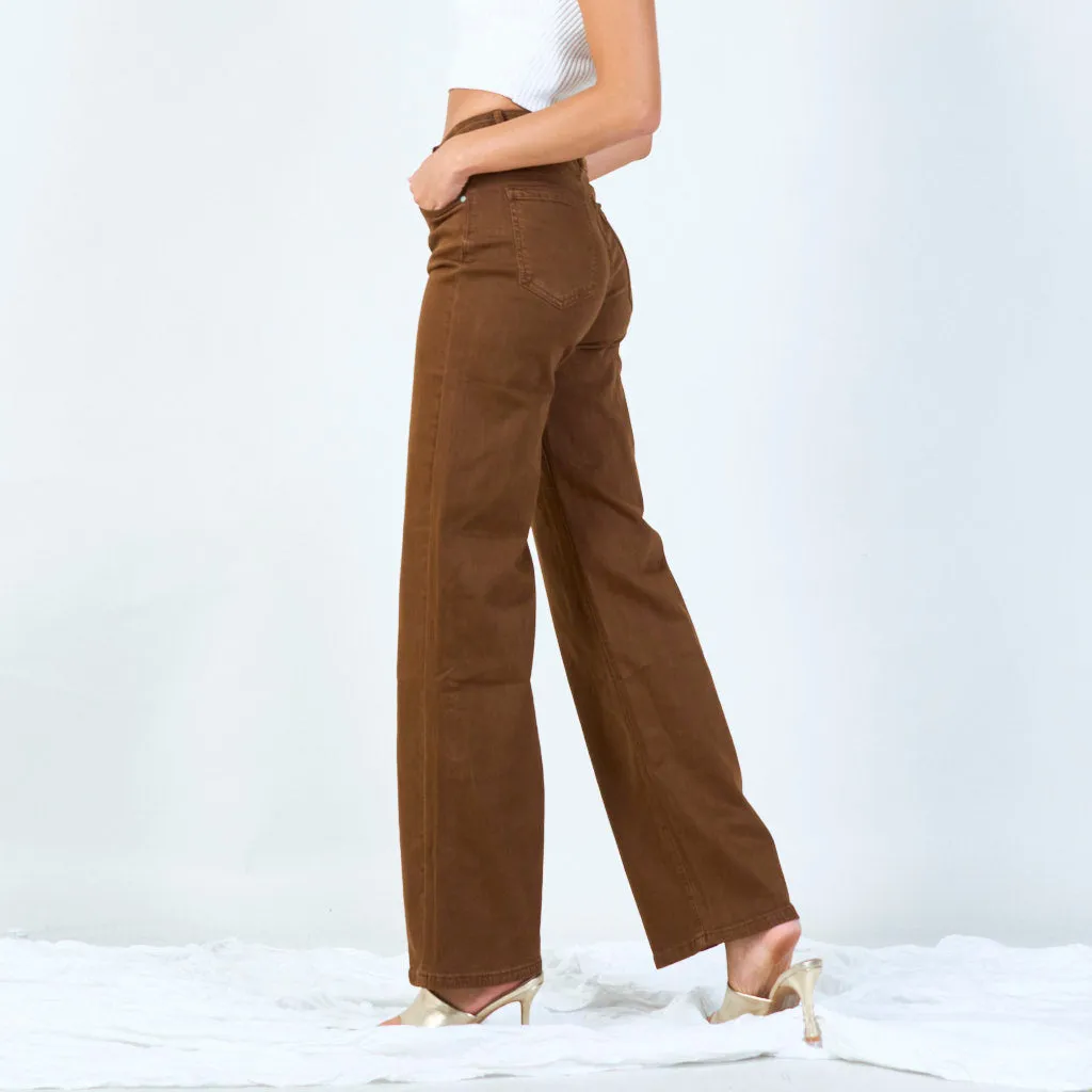 Wide-leg white denim pants wholesale