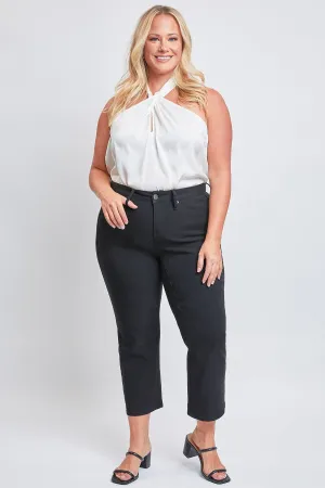 Women's Plus Size Hyperstretch  Cropped Wide Leg Flood Pants, Black