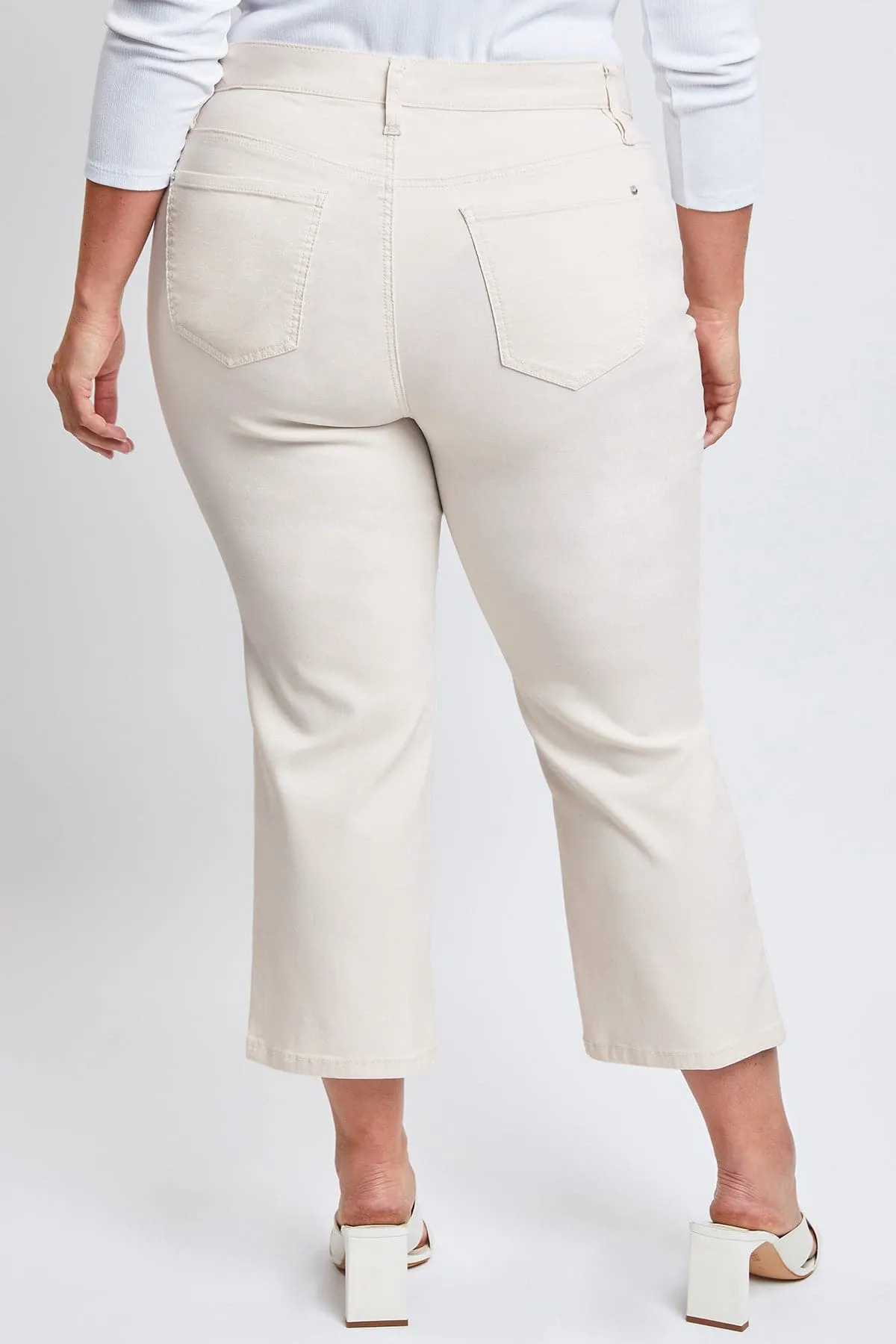 Women's Plus Size Hyperstretch Cropped Wide Leg Flood Pants, Gardenia