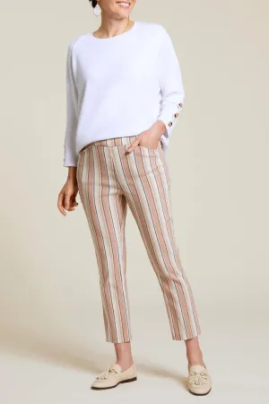 Women's Tribal | Pull-On Stripe Stretchy Capri Pants | Clay